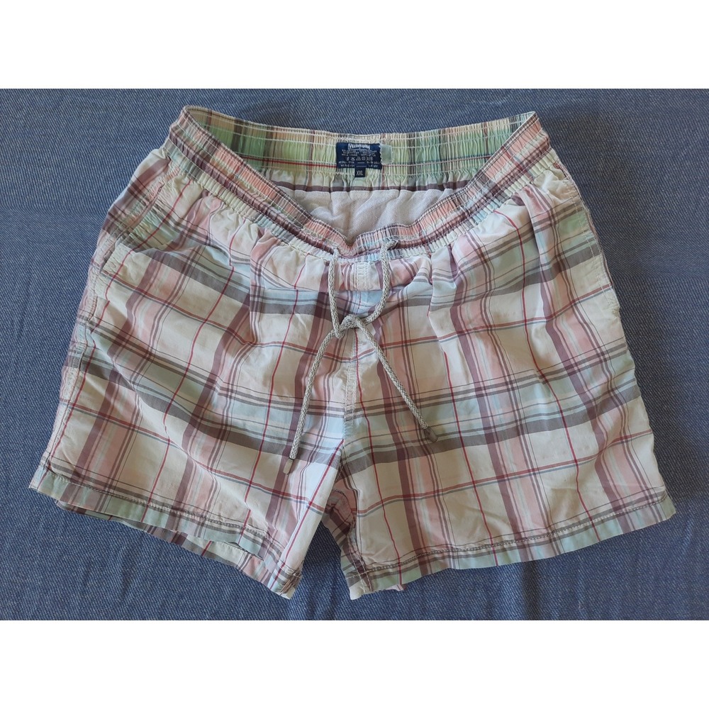 Vilebrequin Men XXL Plaid Swim Trunks Pink Blue White Mesh Lined Board Short SEE